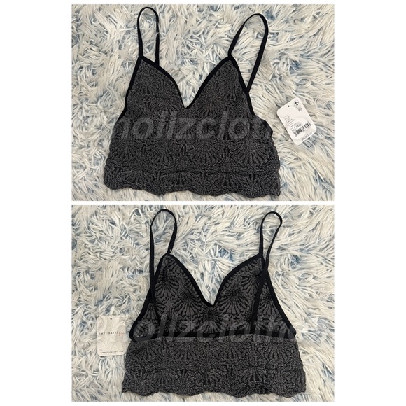 Free People Intimately Love Letter Bralette Black M/L - Picture 4 of 7